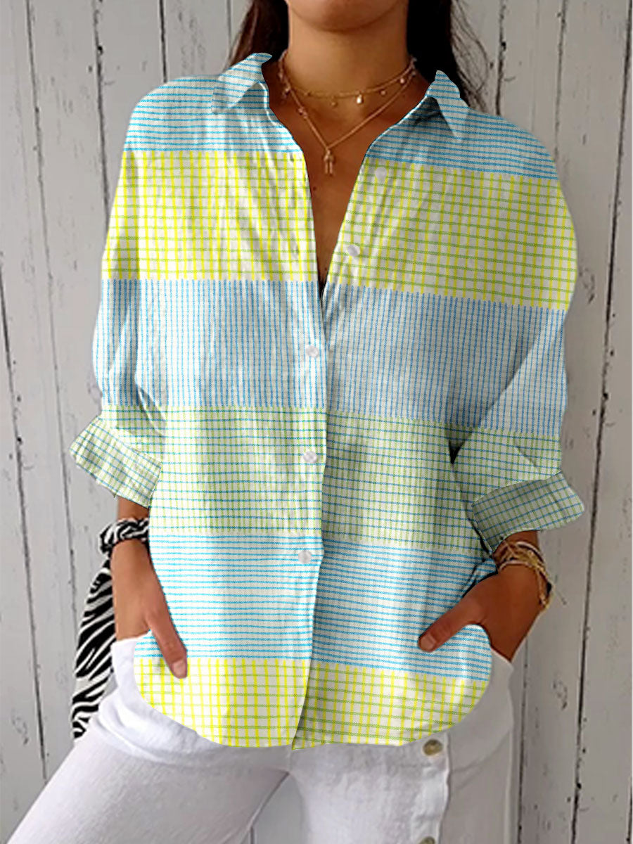 Sheila – Pastel Check Print Blouse