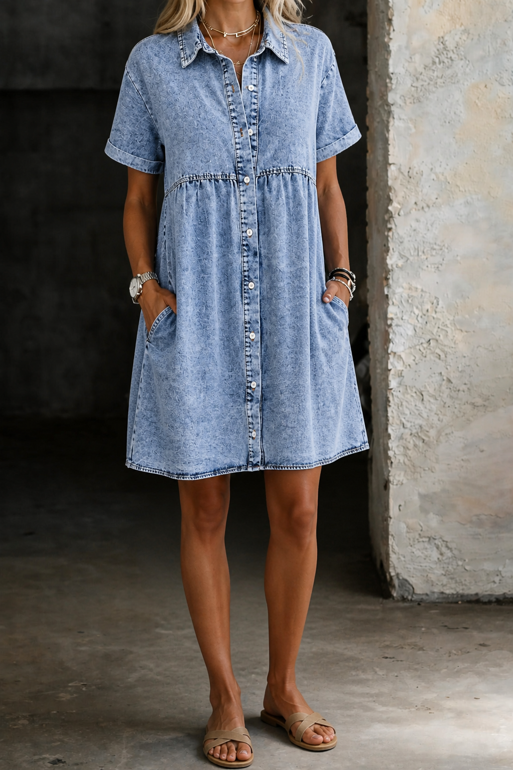 Jane | Denim-Look Shirt Dress