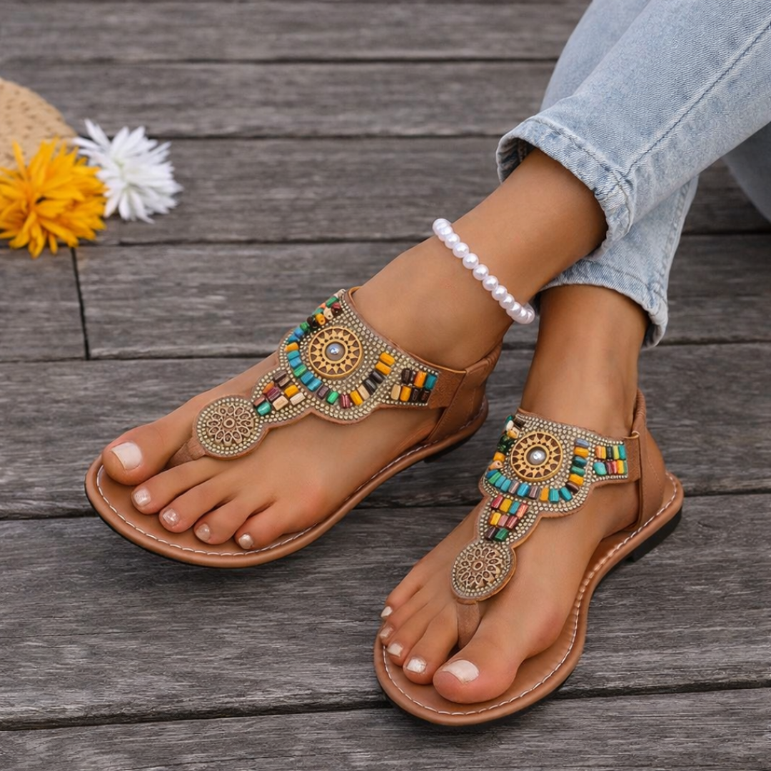 Kaia Bohemian Clip-Toe Sandals
