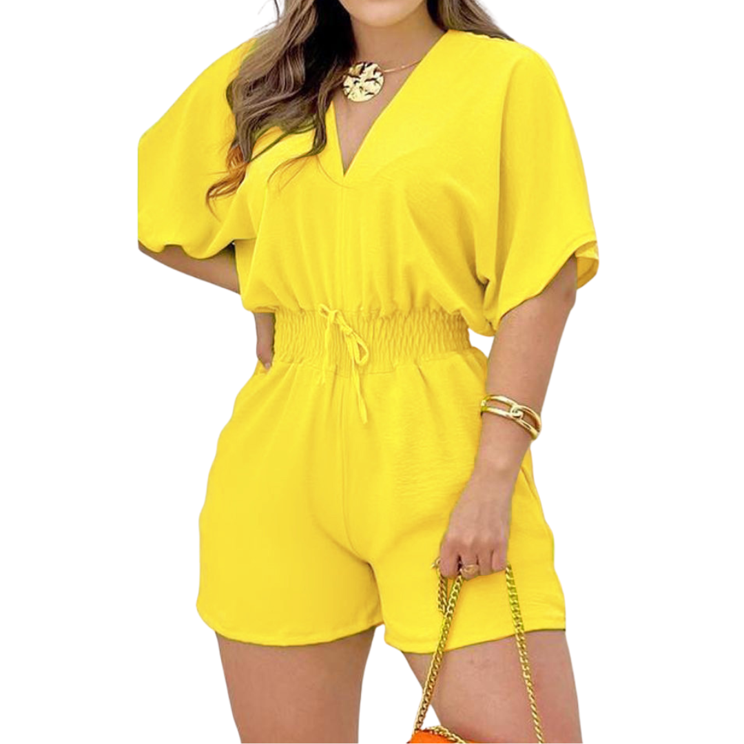 Joelle – Casual V-Neck Drawstring Romper