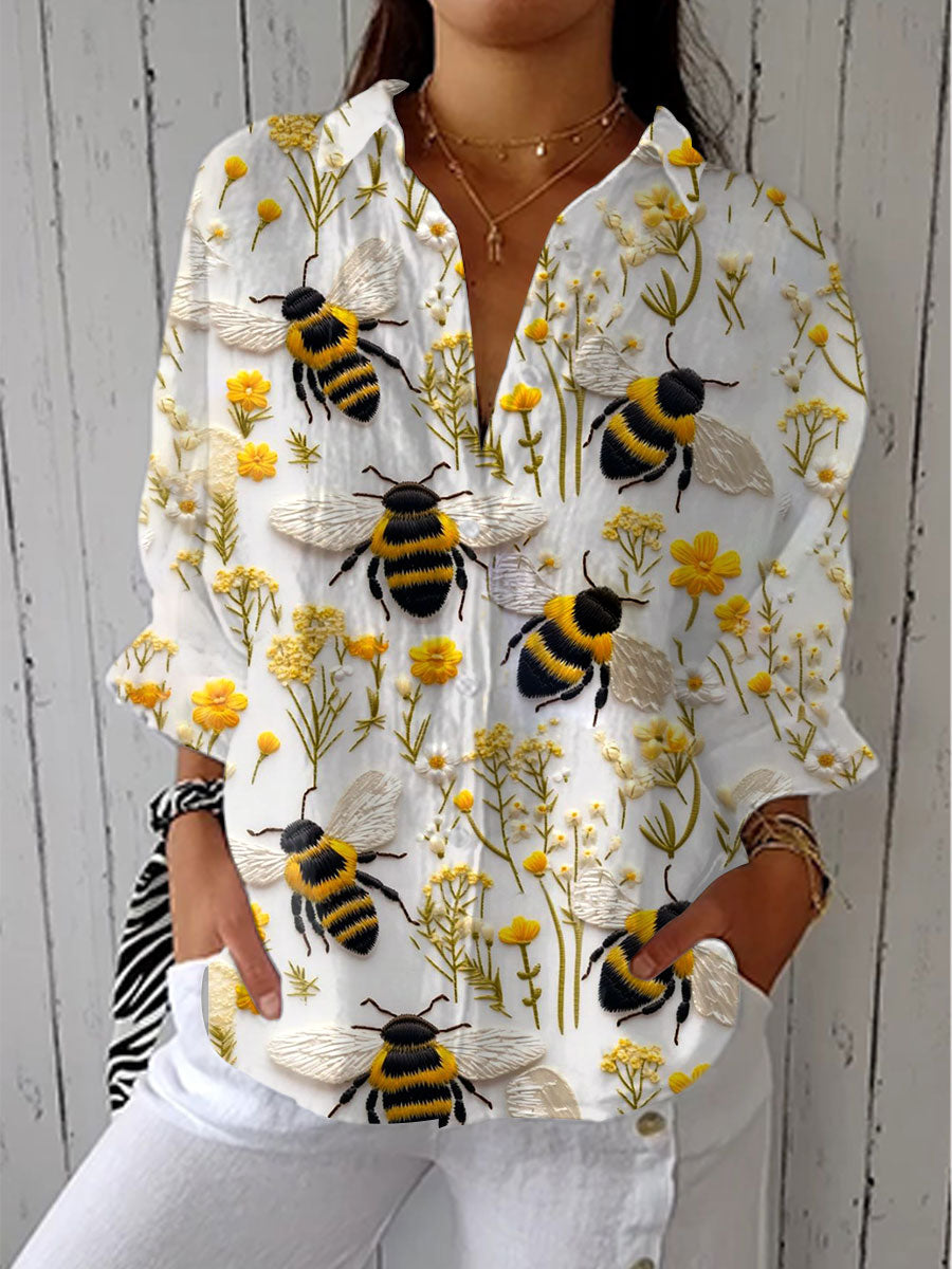 Susan – Garden Bee Floral Print Blouse
