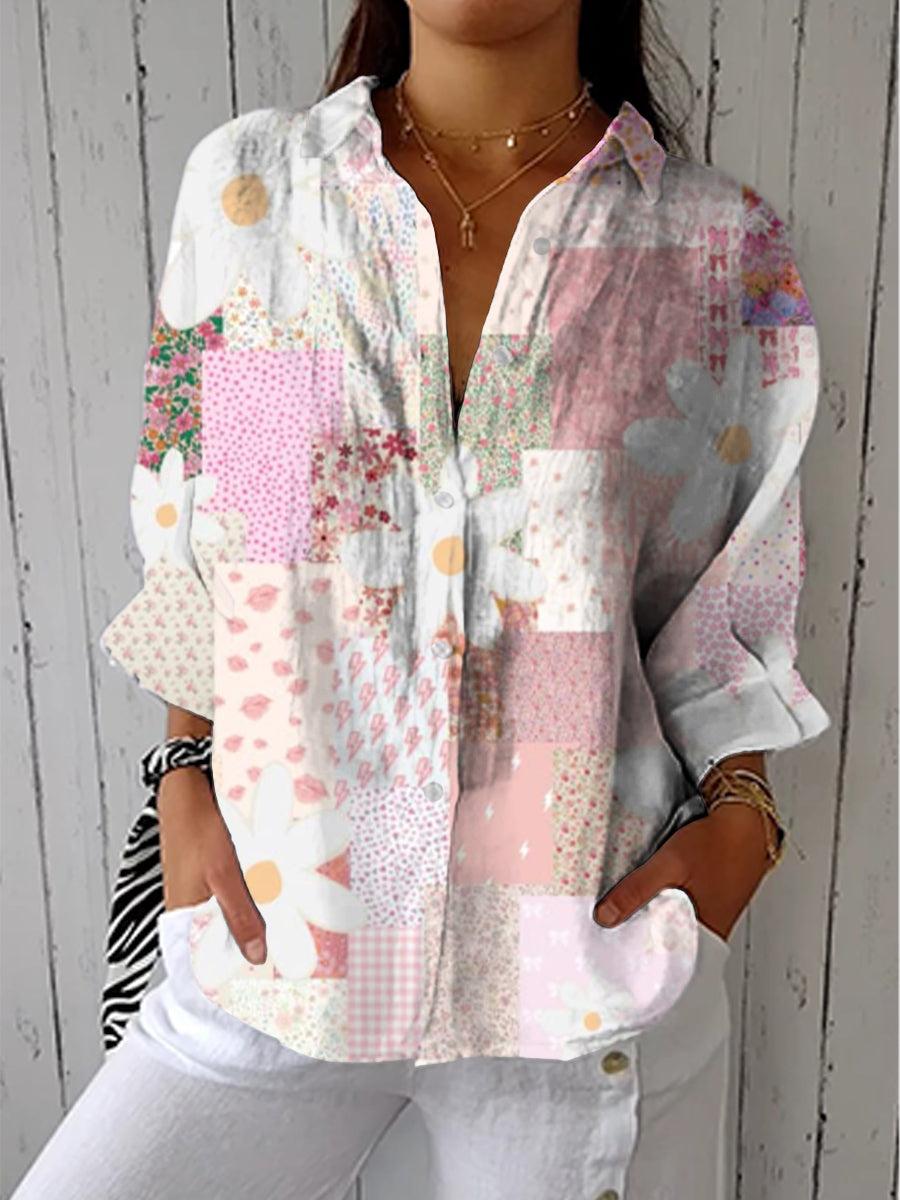 Judith – Pastel Patchwork Print Blouse