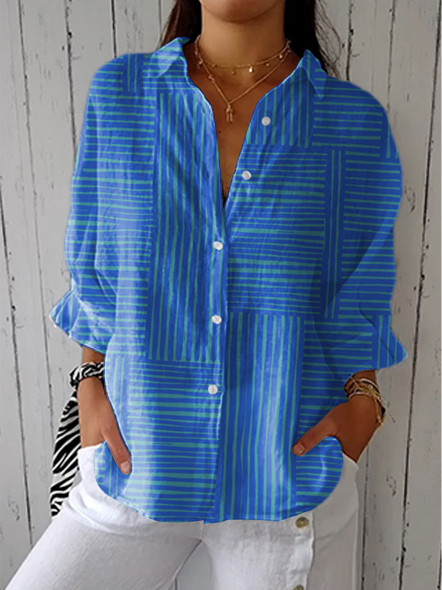 Alison - Blue Striped Print Blouse