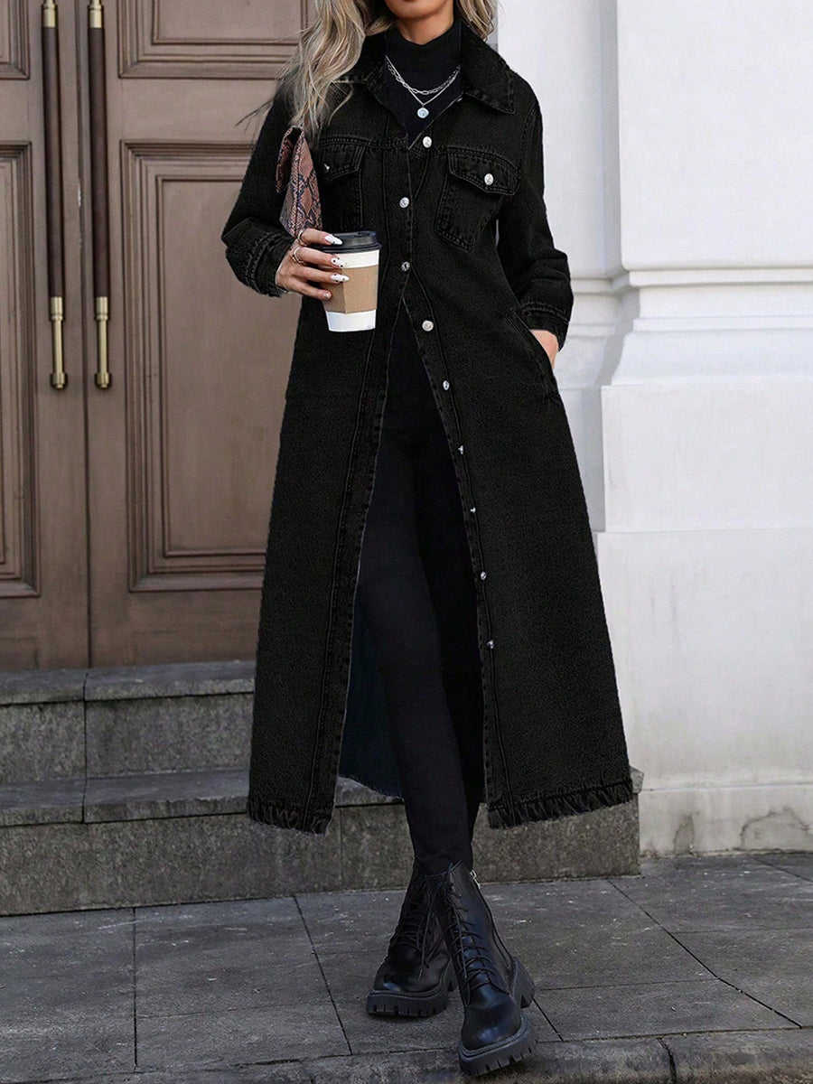 Maya | Stylish Long Denim-Look Jacket