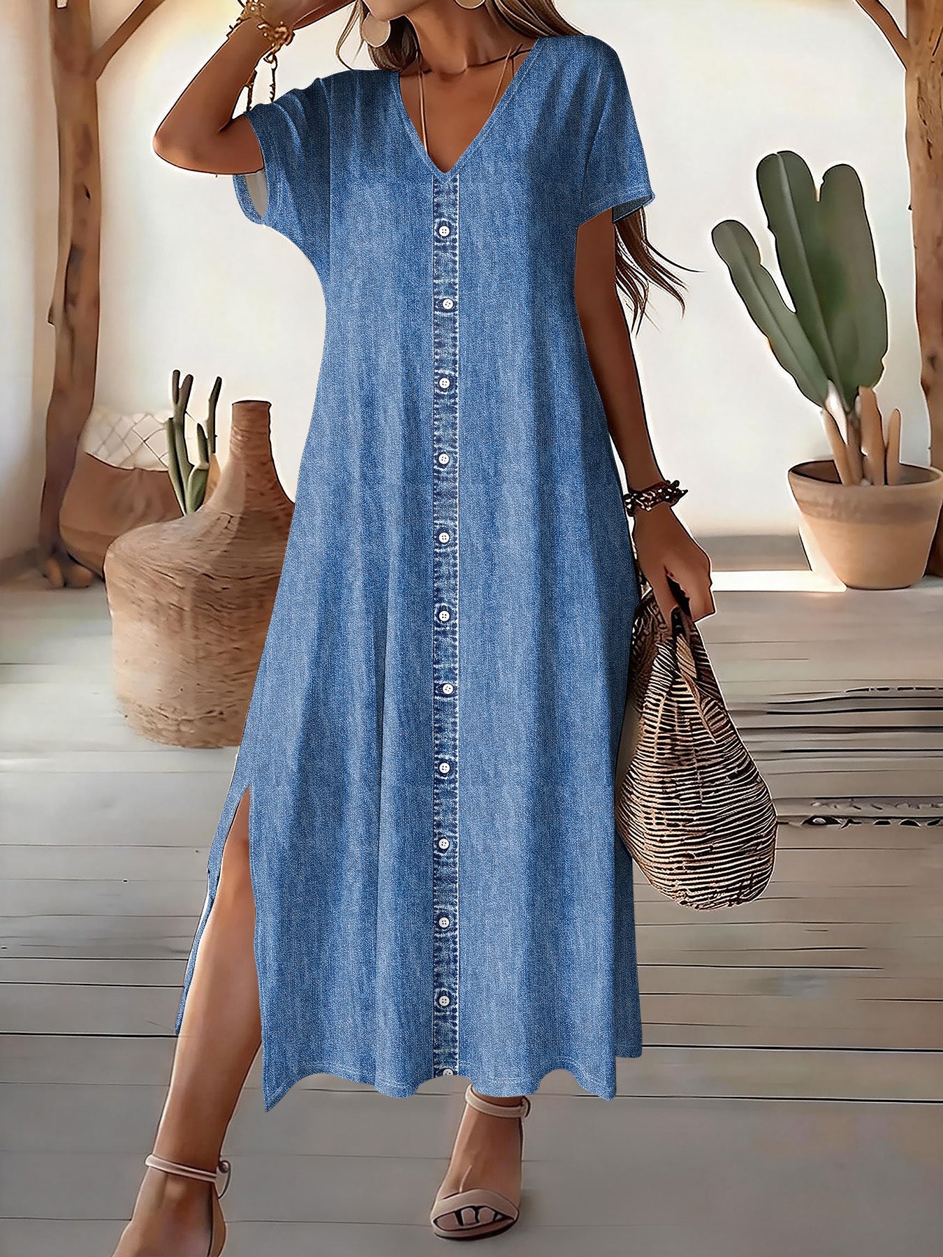 Helen | Denim-Look Stylish Retro Dress