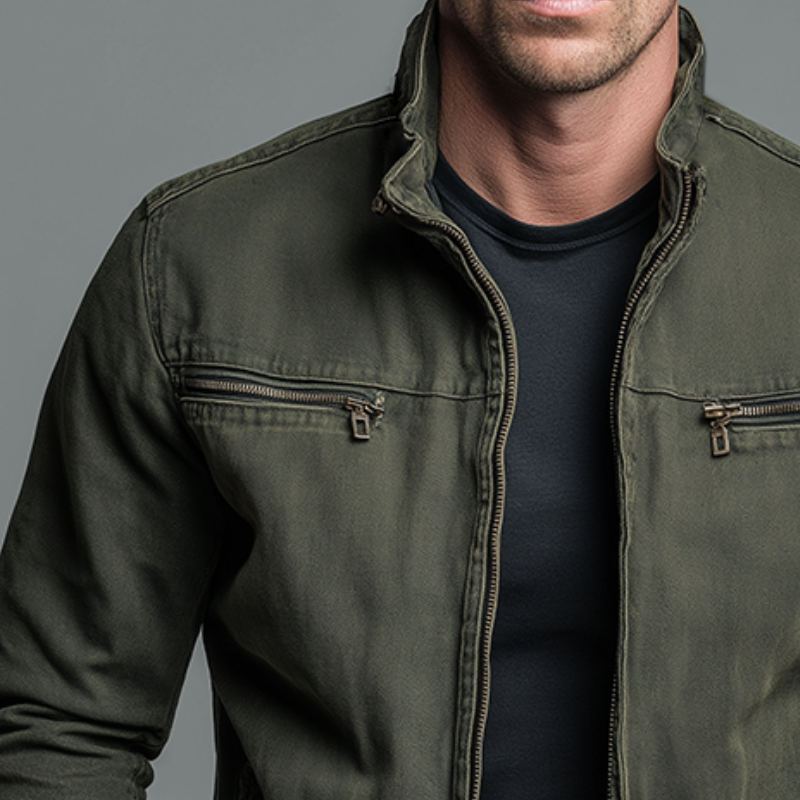 Chase | Vintage Cotton Jacket with Zipper Closure