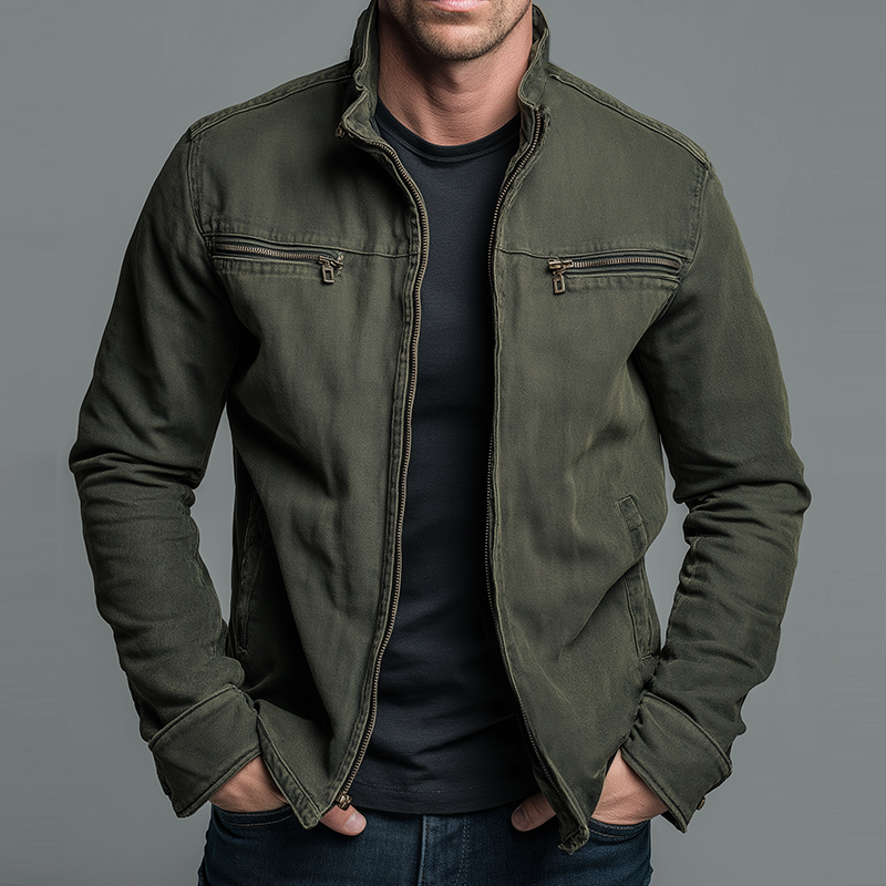 Chase | Vintage Cotton Jacket with Zipper Closure