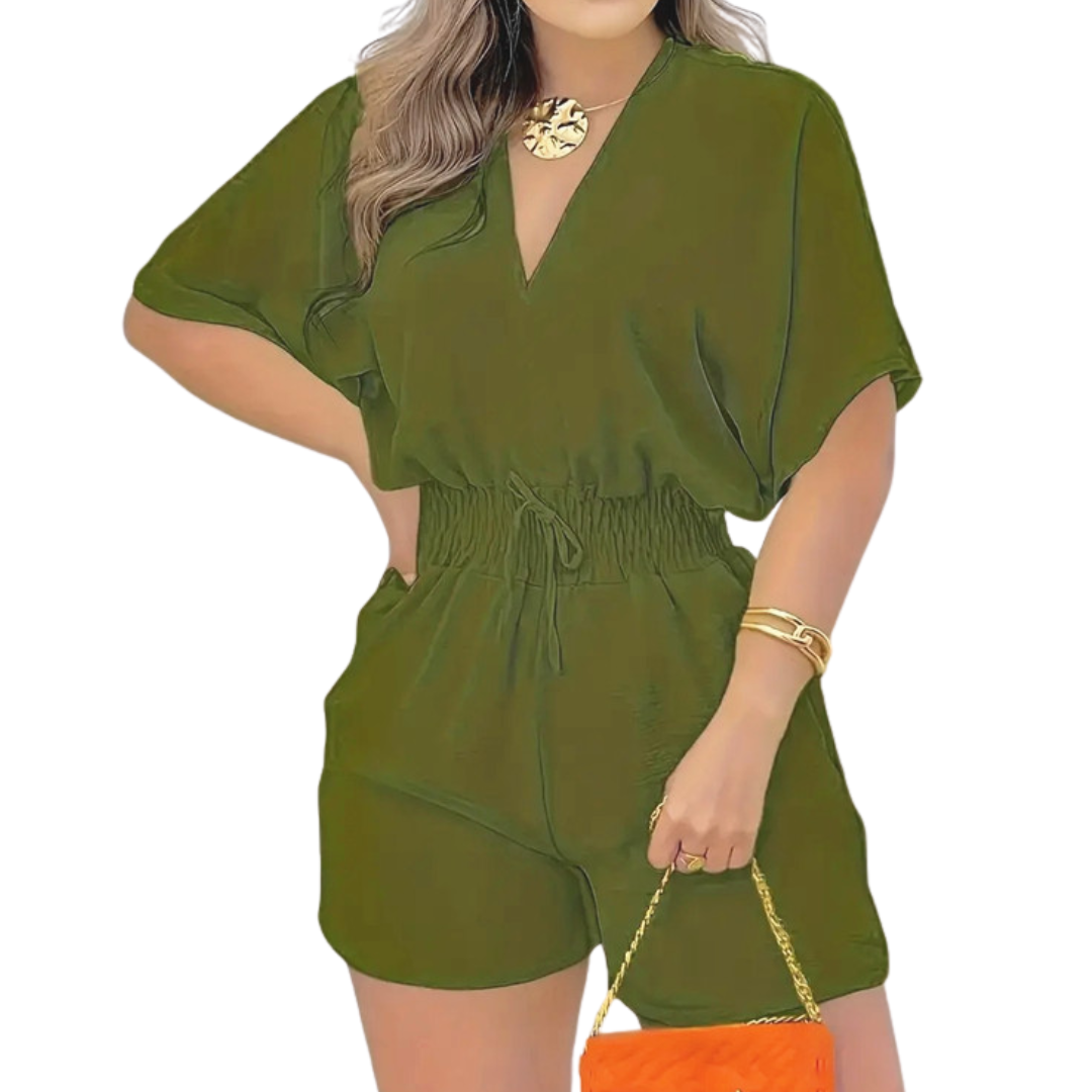 Joelle – Casual V-Neck Drawstring Romper