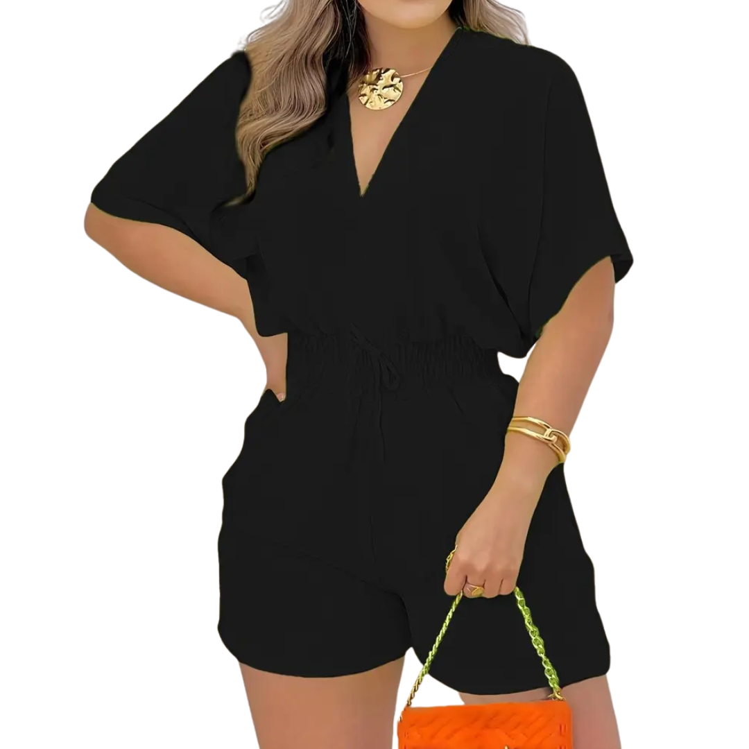 Joelle – Casual V-Neck Drawstring Romper