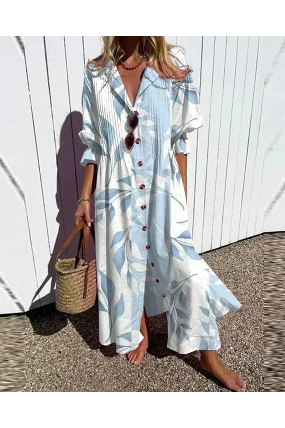 Lila Printed Button-Down Maxi Dress