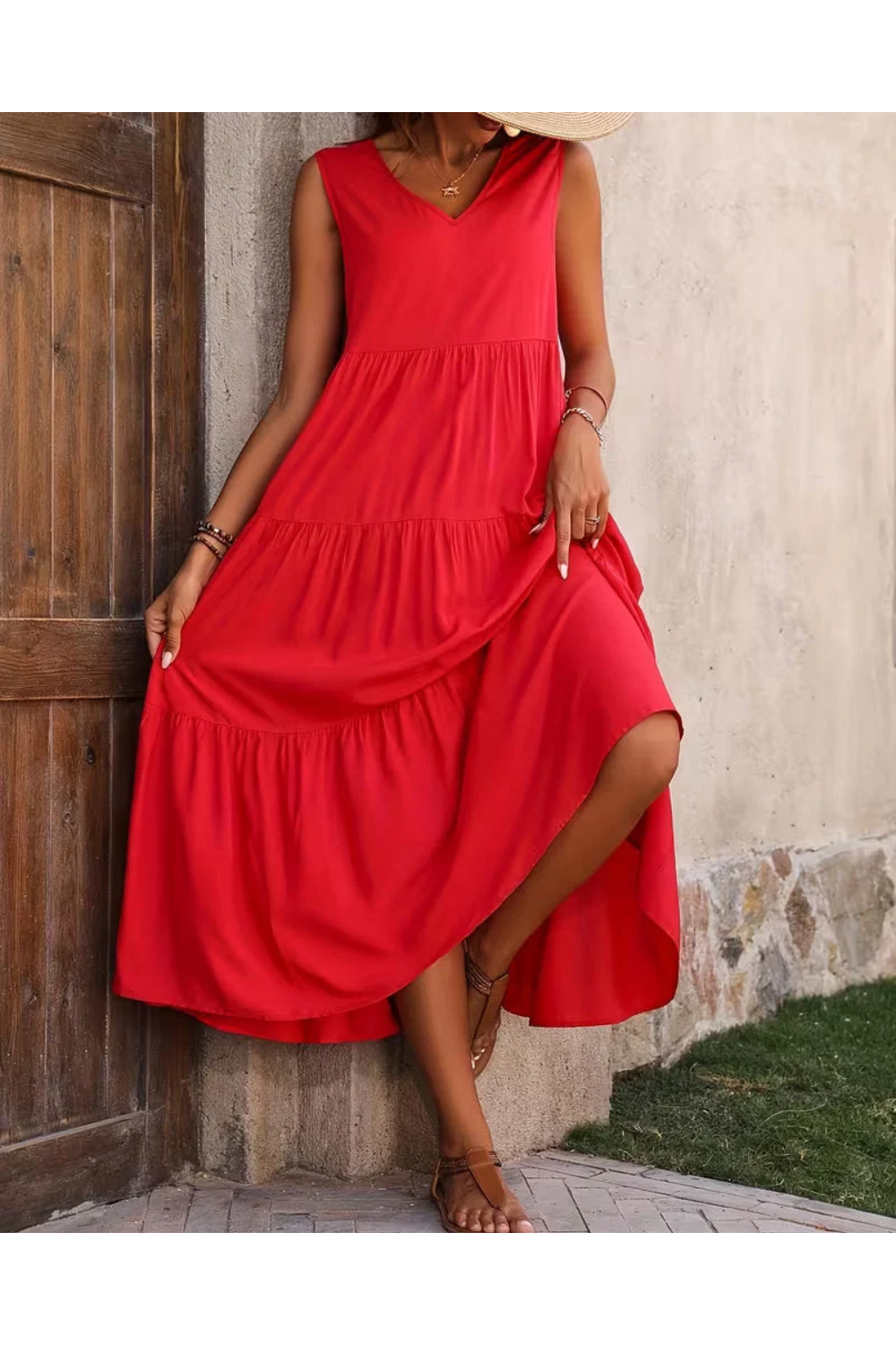 Sofia | Sleeveless Tiered Maxi Dress