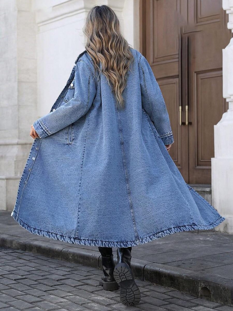 Maya | Stylish Long Denim-Look Jacket